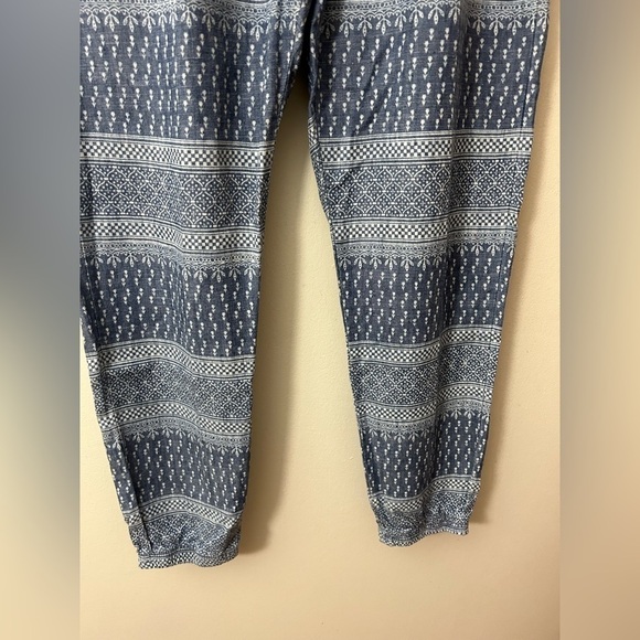 Level 99 Womens Linen Blend Mid Rise Pull On Chambray Printed Joggers Size M - Picture 6 of 14